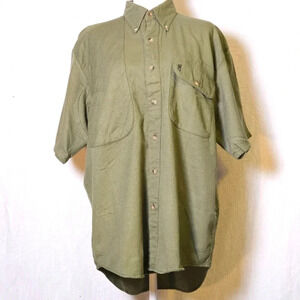 VTG Browning SZ L Shirt Men Button Up Olive Green Outdoor,Hunting